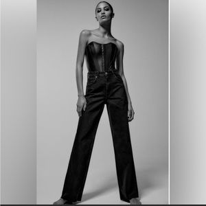 Zara TRF Wide Leg Raw Hem black jeans; EUC